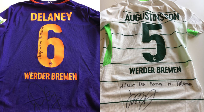 Signerede Werder Bremen-trøjer fra Delaney og Ludwig