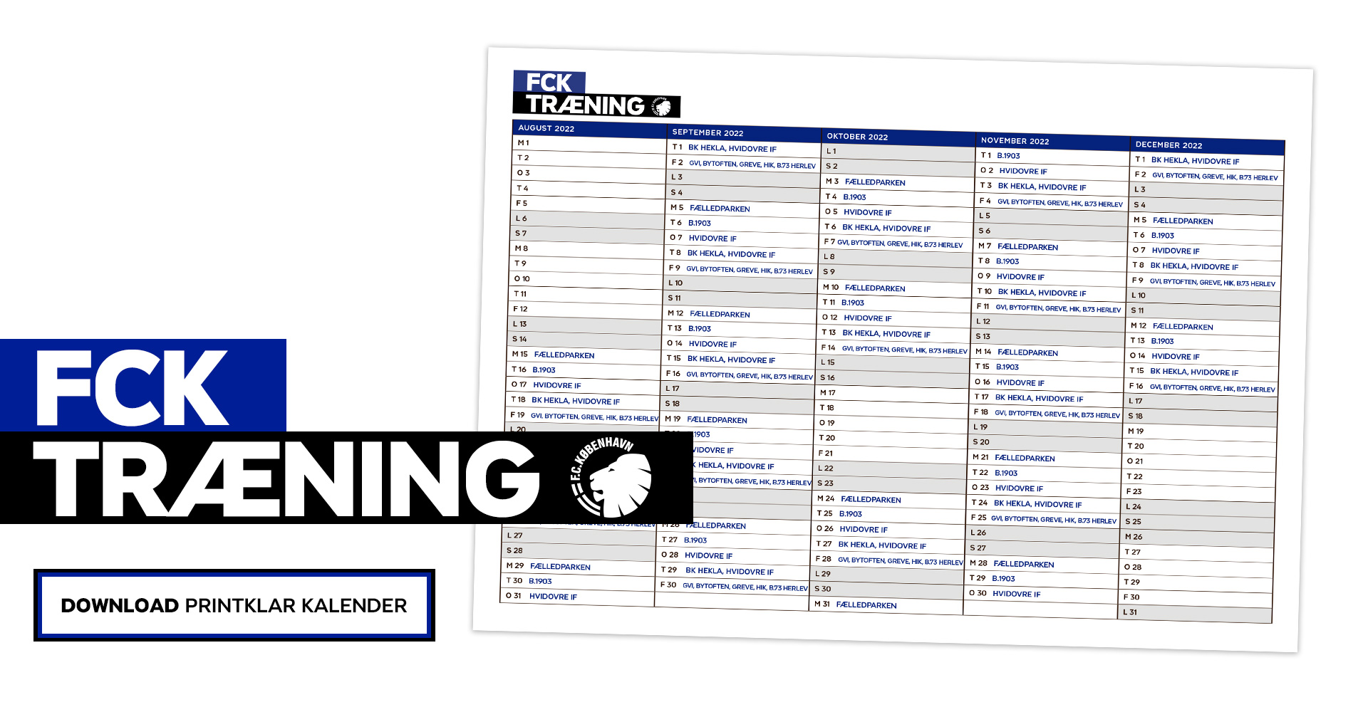 FCK træning kalender