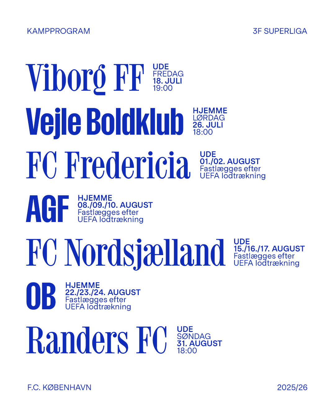 Kampprogram 25/26 - første 7 runder