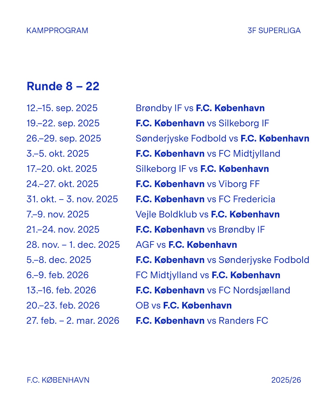 Kampprogram 25/26 - sidste runder