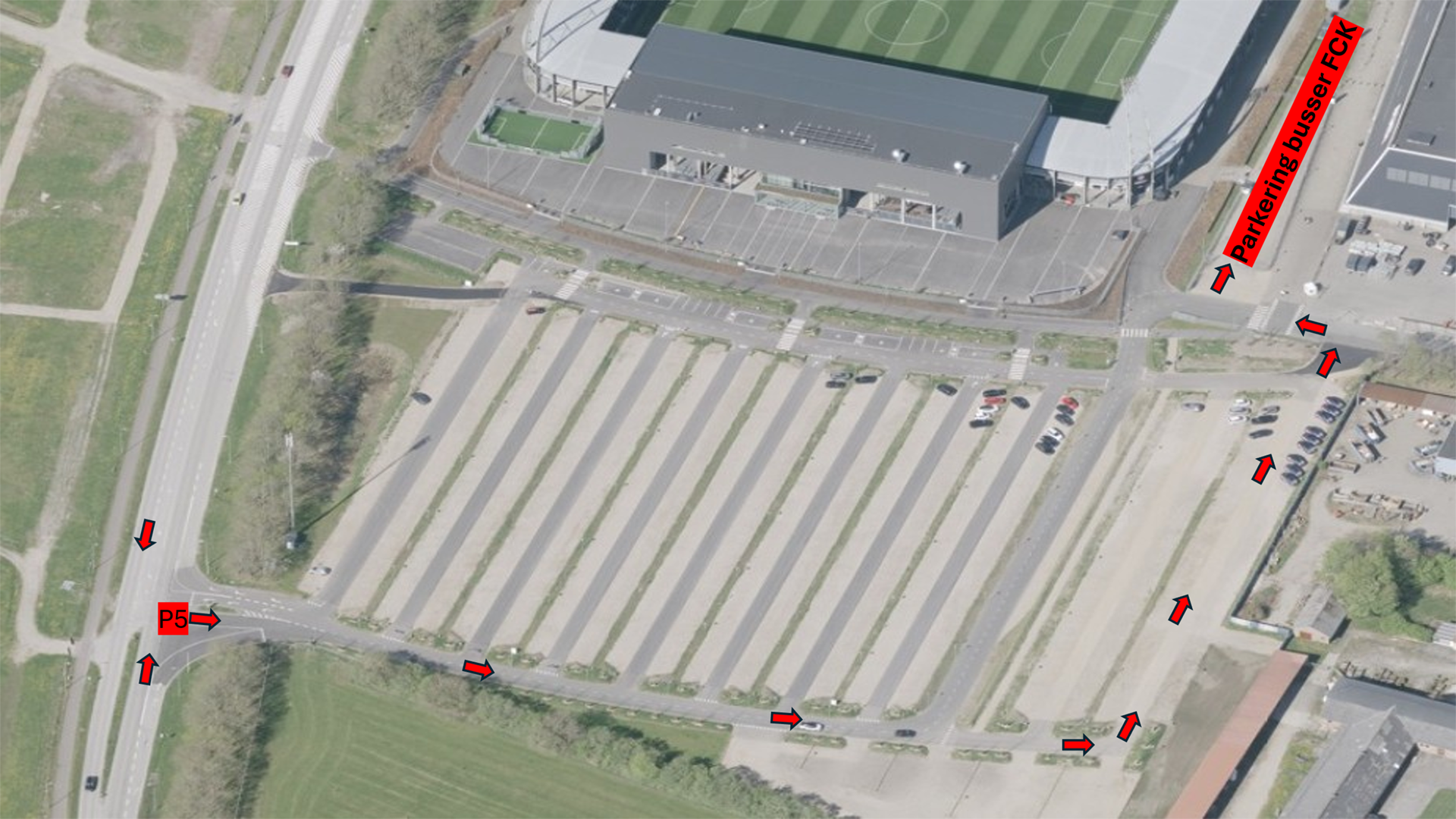 Parkering for F.C. København-fans på MCH Arena