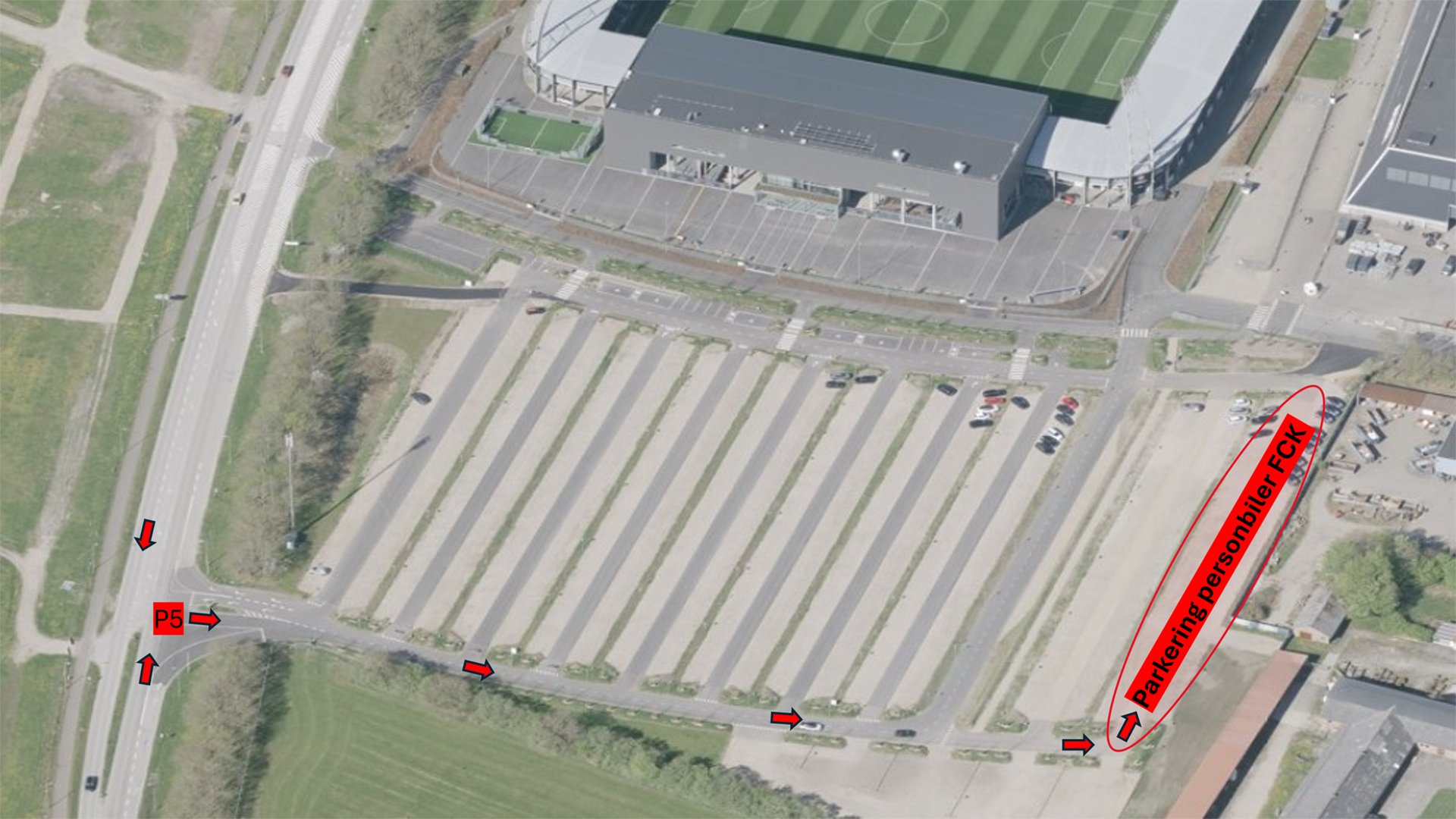 Parkering for F.C. København-fans på MCH Arena