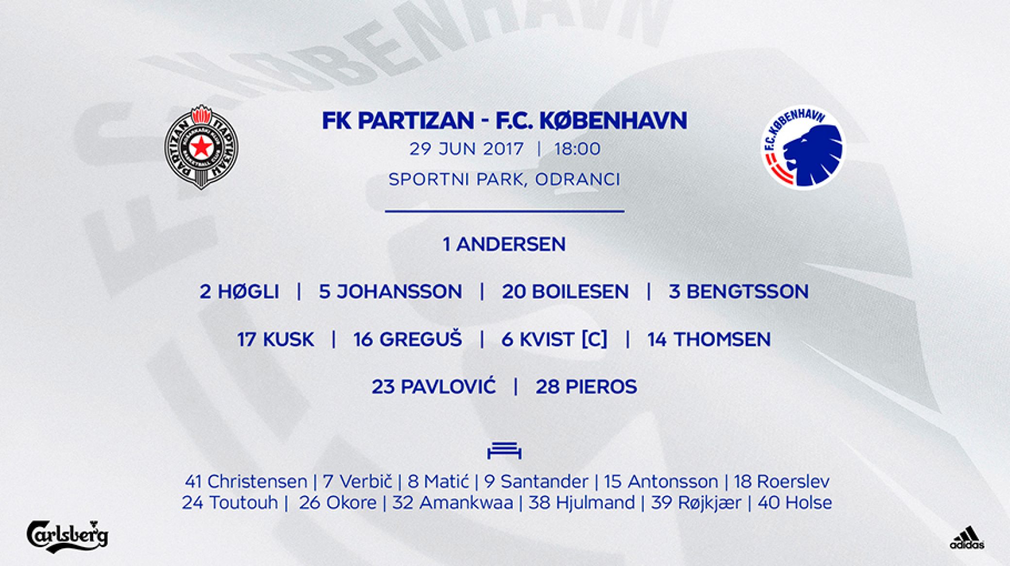 Startopstillingen til FK Partizan-FCK