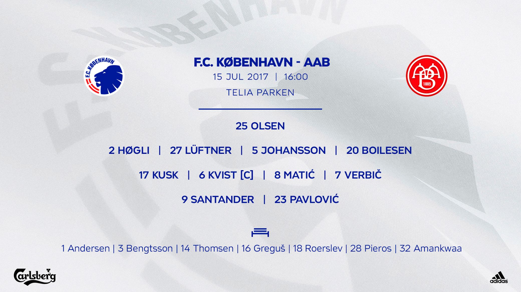 Startopstilling, FCK-AaB, 15.07.17 Startopstilling, FCK-AaB, 15.07.17