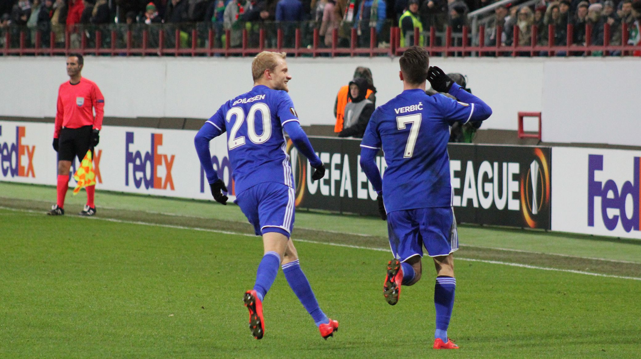 Boilesen og Verbic jubler efter 1-1-målet Boilesen og Verbic jubler efter 1-1-målet