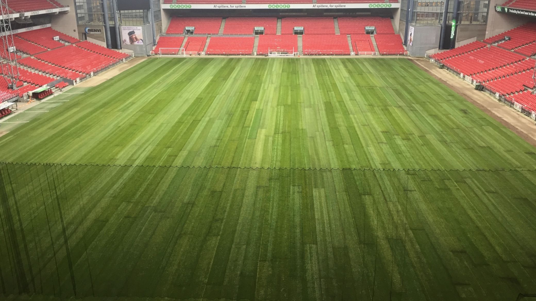 Plænen i Telia Parken skiftes ud, så den er helt klar til pokalderby, Alka Superliga og Europa League.