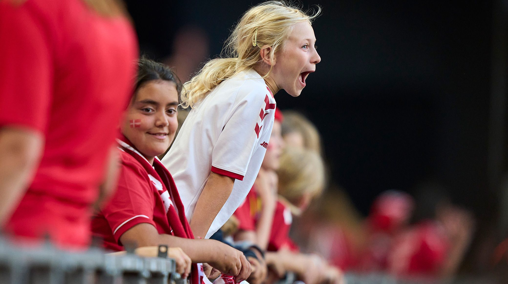 Fans i Parken til kvindelandskampen Danmark-Brasilien