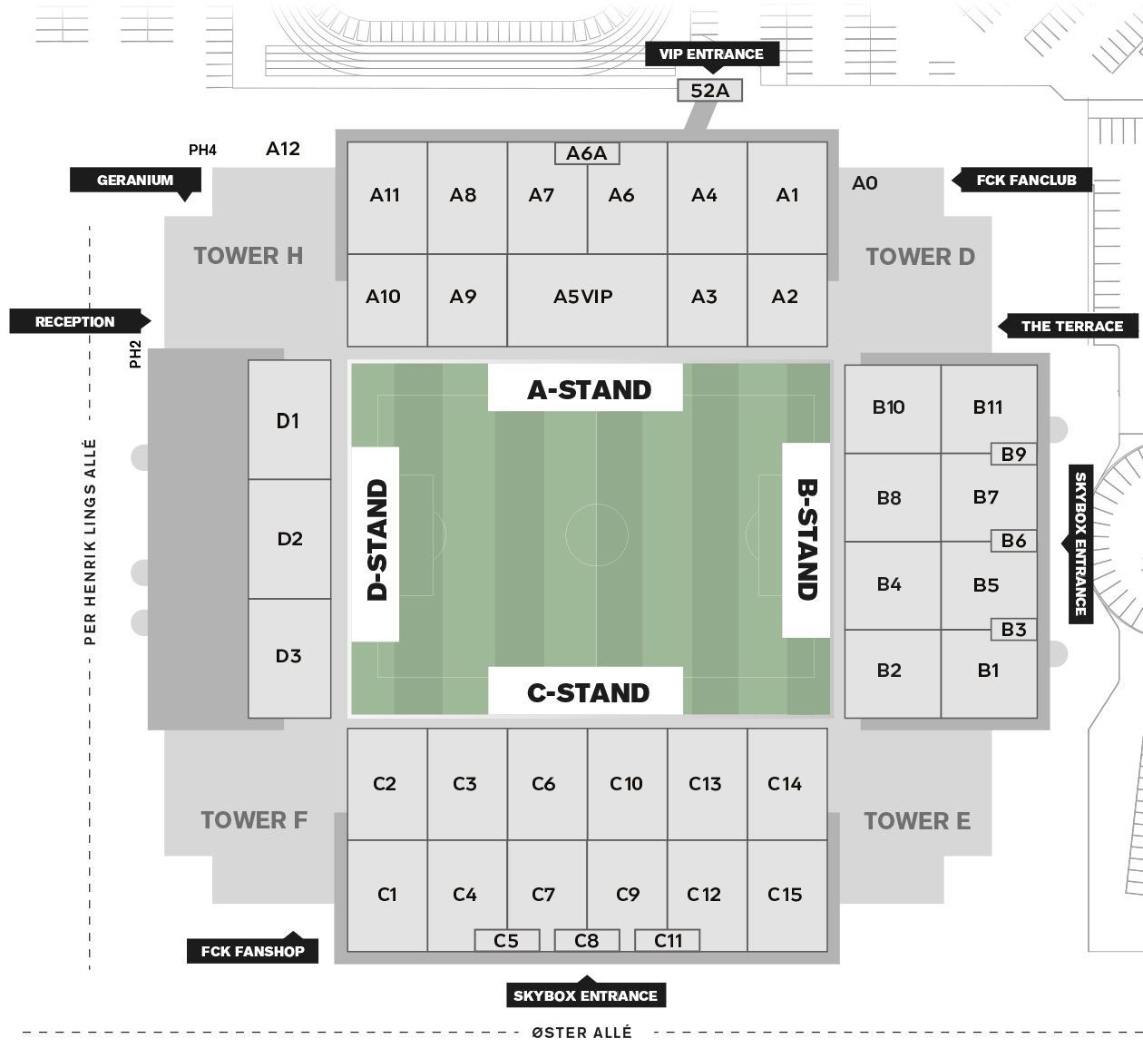 Stadion map, Parken Stadium