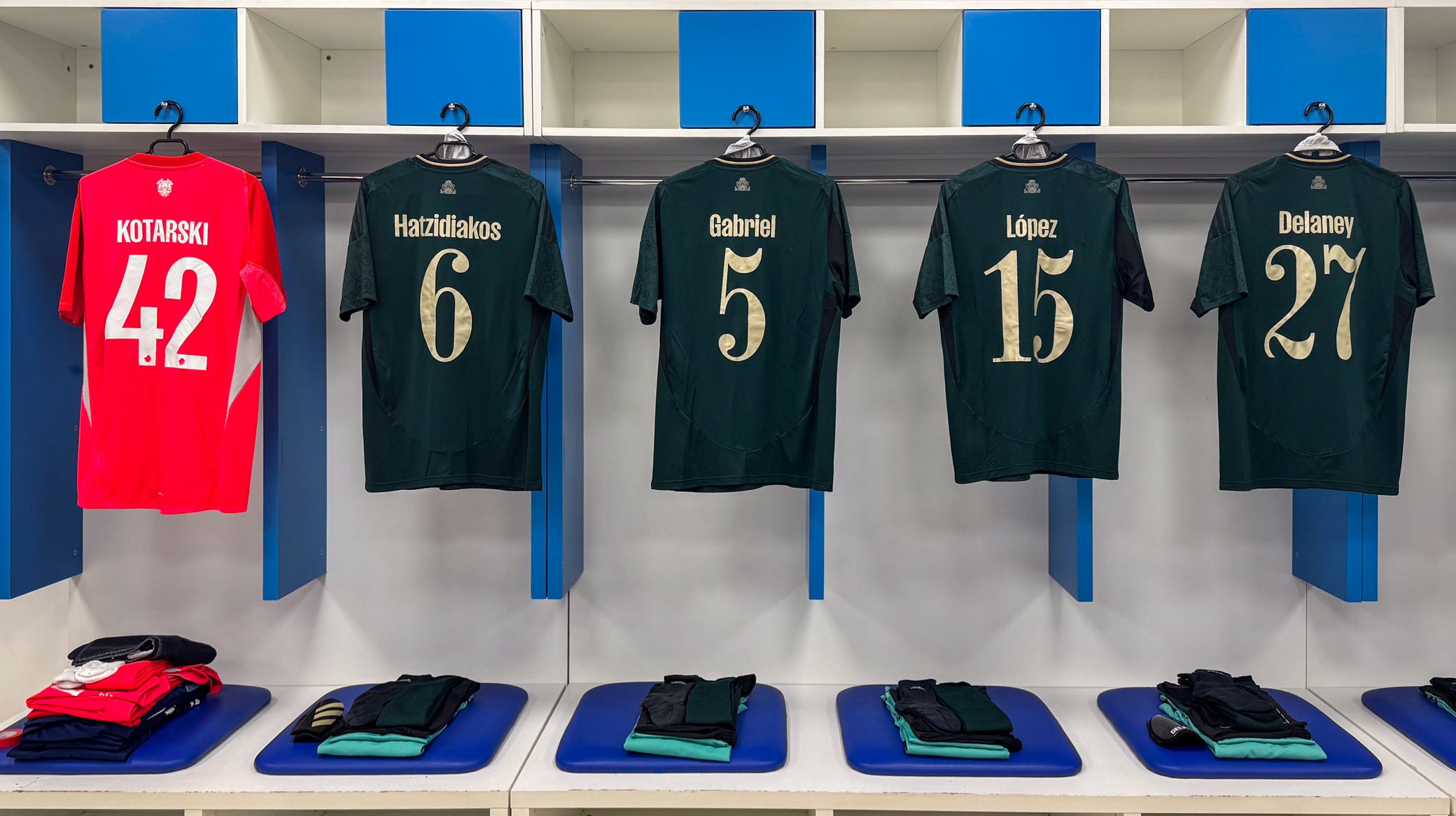 F.C. København-trøjer i omklædningsrummet F.C. København-trøjer i omklædningsrummet