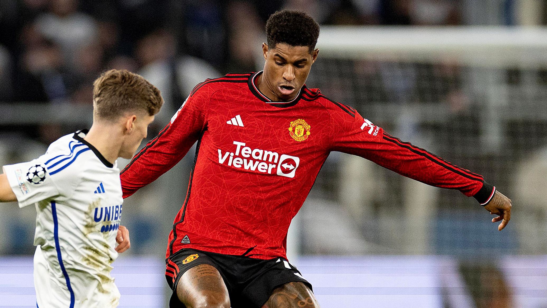 Elias Jelert og Marcus Rashford