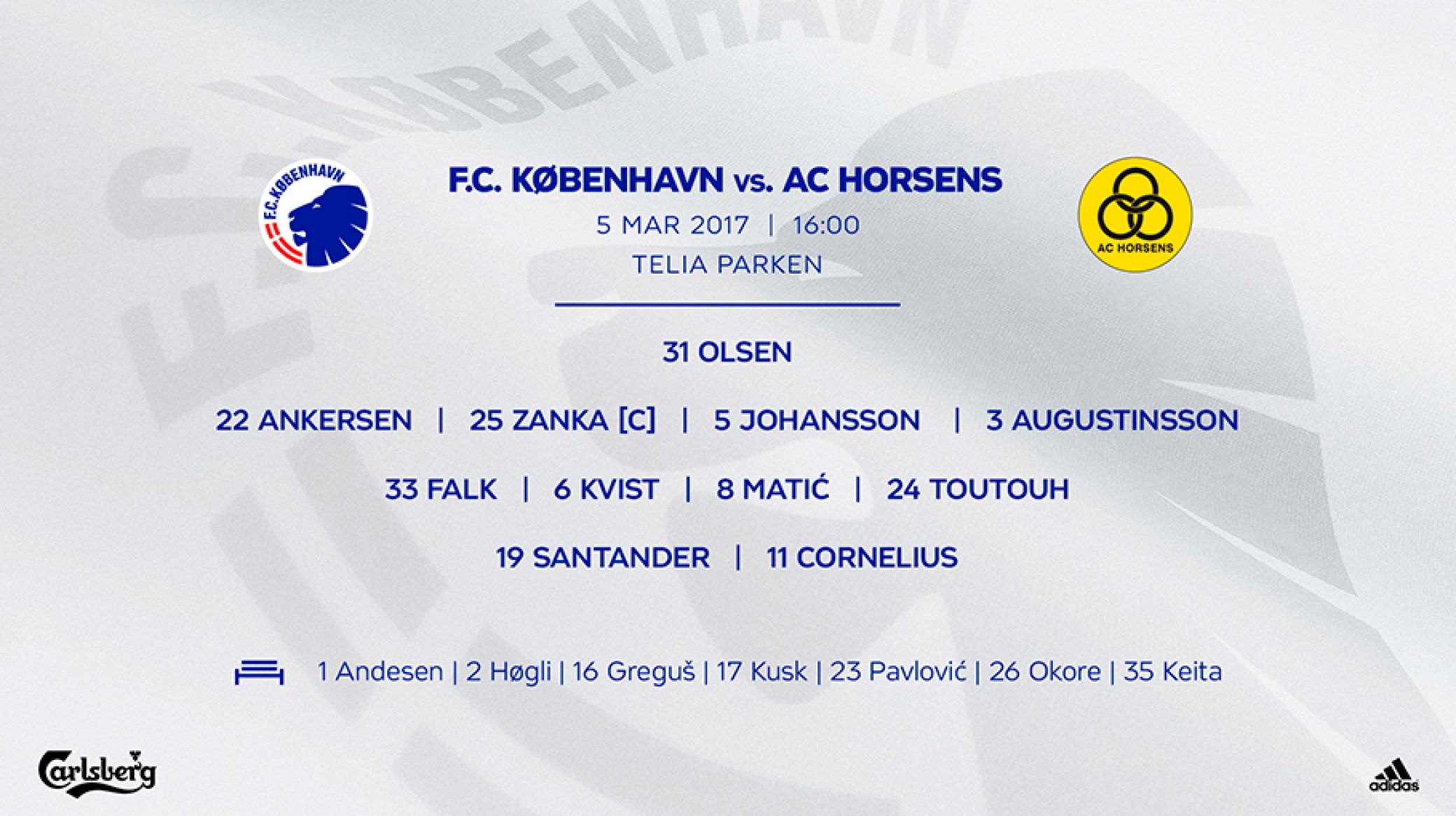 Startopstillingen mod AC Horsens