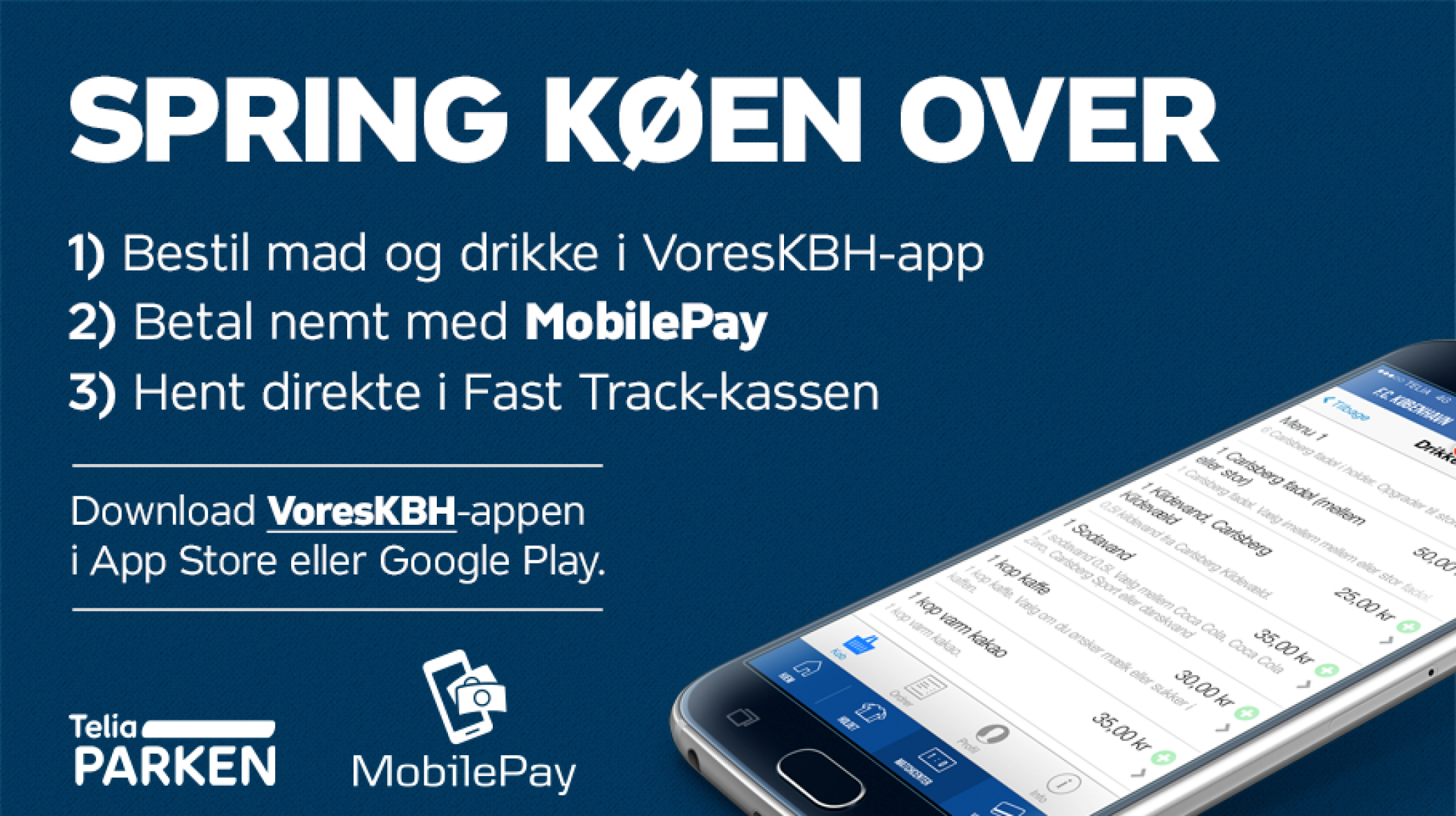 Køb mad direkte fra din plads - og betal med MobilePay