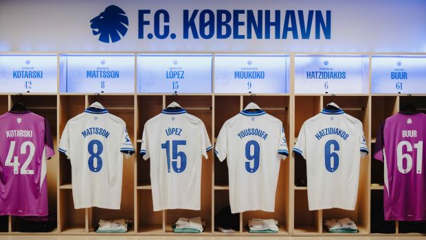 F.C. København-trøjer i omklædningsrummet