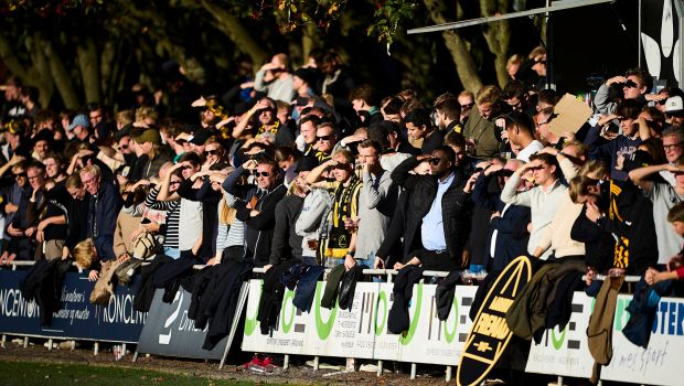 Aarhus Fremad-fans på Riisvangen Stadion