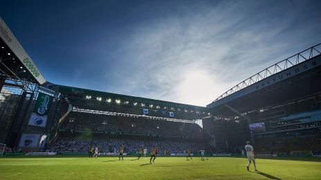 Derby-view over Telia Parken i smukt solskin