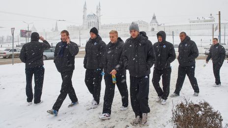 Spillerne er ude og gå en tur i det vinterkolde Kazan