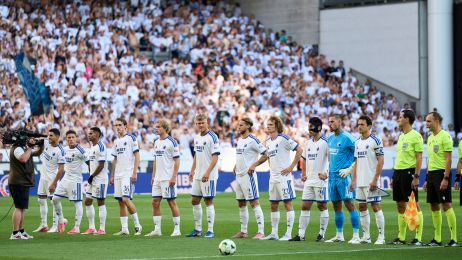 F.C. København-spillerne før kickoff i Parken
