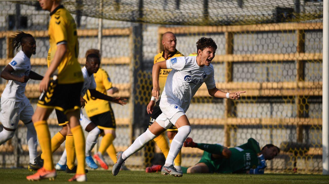 Jonas Wind har scoret til 1-0 Jonas Wind har scoret til 1-0