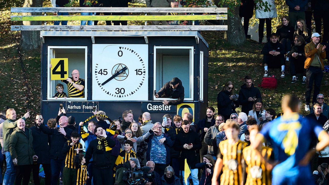 Rsultattavlen på Riisvangen Stadion efter Aarhus Fremad-Brøndby IF
